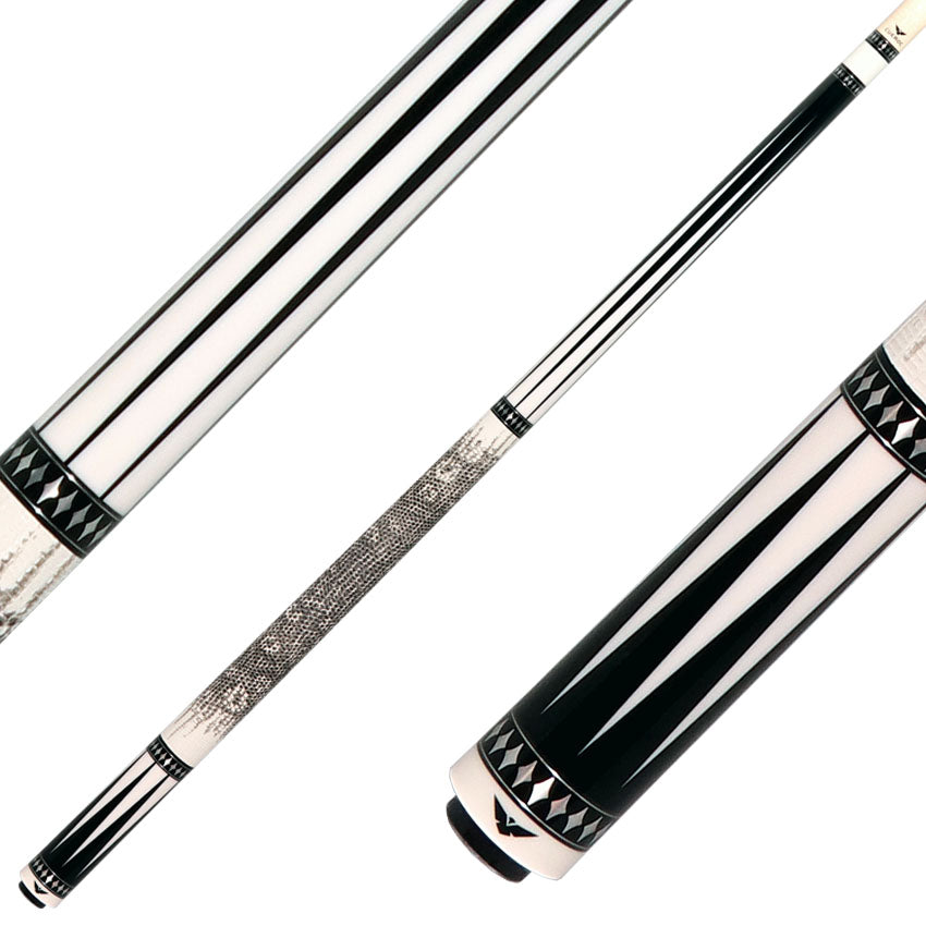 Cueroc CR-B01 Pterosaur 1 Pool Cue - Dymond Ebony Wood with White Juma Points and Ring-Tailed Lizard Wrap