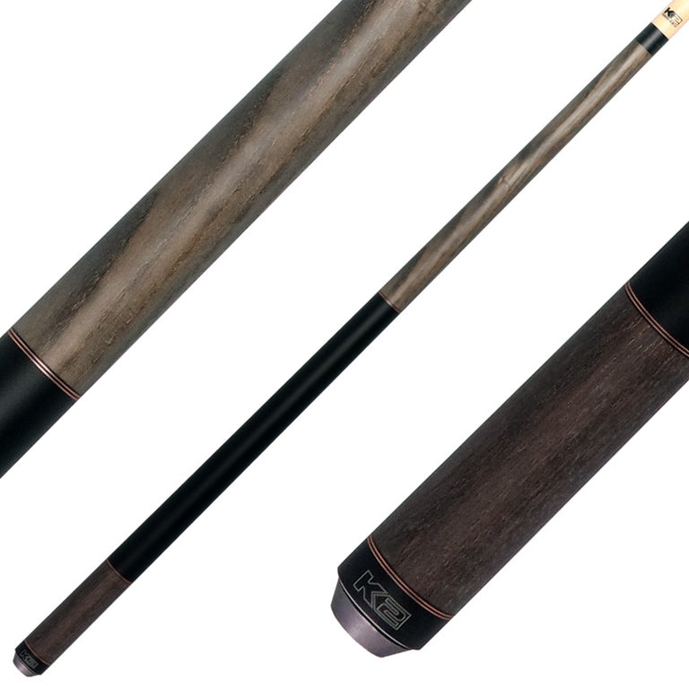 K2 KL118 No Wrap Pool Cue - Gray Stained Ash with 12.50mm LD Shaft