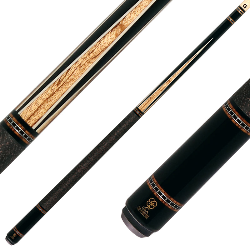McDermott H652 H-Series Pool Cue -  Black Urethane Forearm and Zebrawood Points with Irish Line Wrap