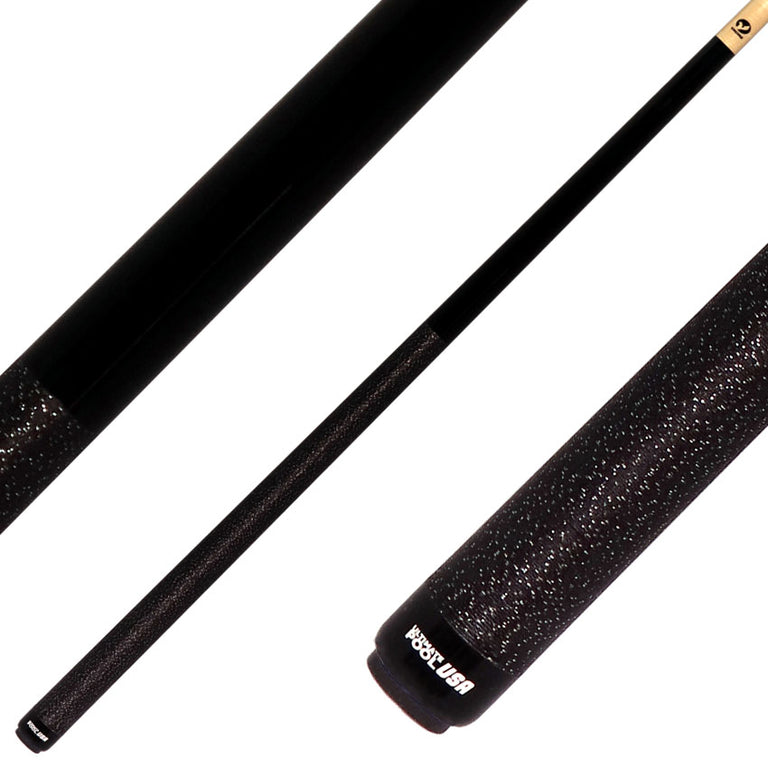 Viking UPUSA001 Ultimate Pool USA Range Series Pool Cue- Black Forearm with Black and Silver Spec Irish Linen Wrap