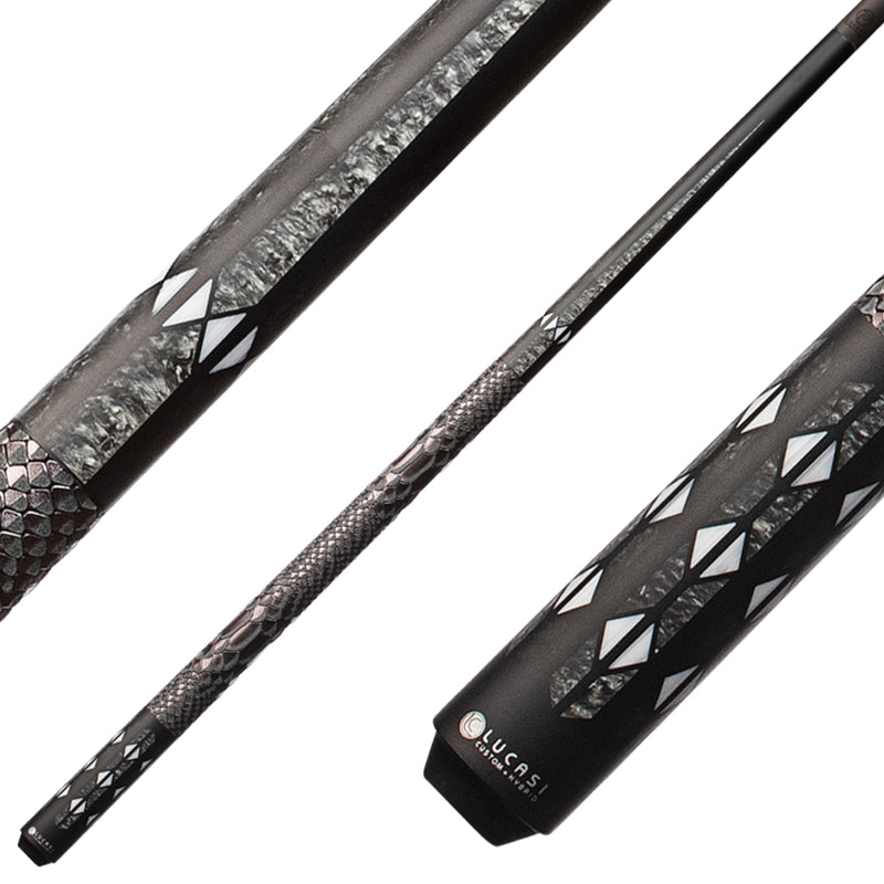Lucasi Pinnacle LP40 Pool Cue with Carbon Fiber Tech Shaft Cue Matte Black/Imitation Bone