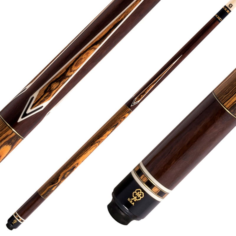 McDermott G520 G Series No Wrap Pool Cue - Rosewood with Bocote Points and Wrap Section