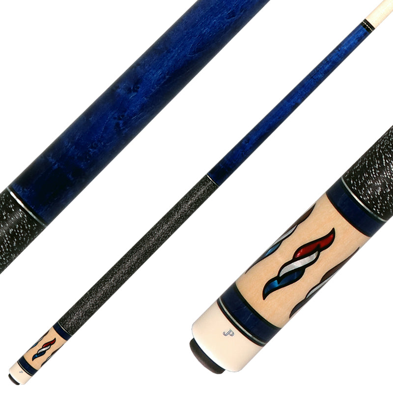 J Pechauer JP05T JP T Series Pool Cue - Blue-Stained Maple with Linen Wrap