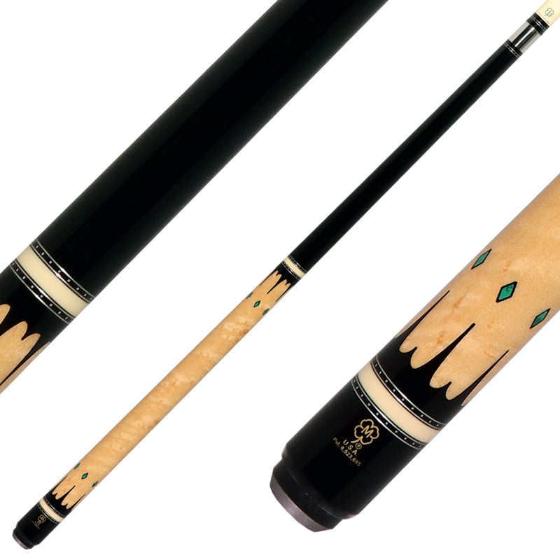 McDermott H851 H-Series No Wrap Pool Cue - Black Urethane Forearm with Birdseye Maple