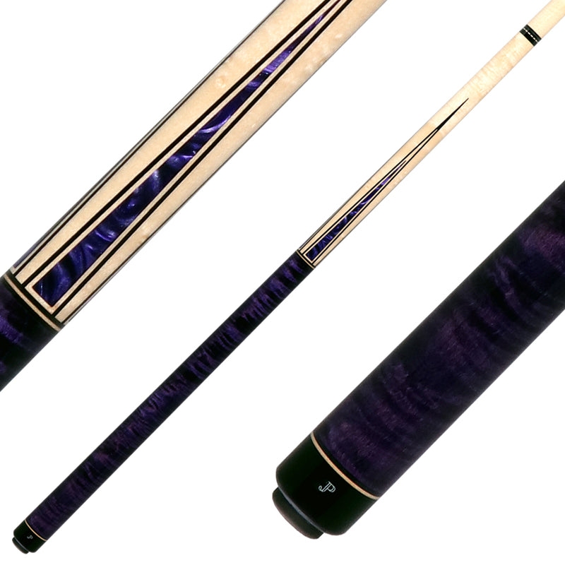 J Pechauer JP08T JP T Series No Wrap Pool Cue - Natural-Stained Maple with Purple Point Inlays