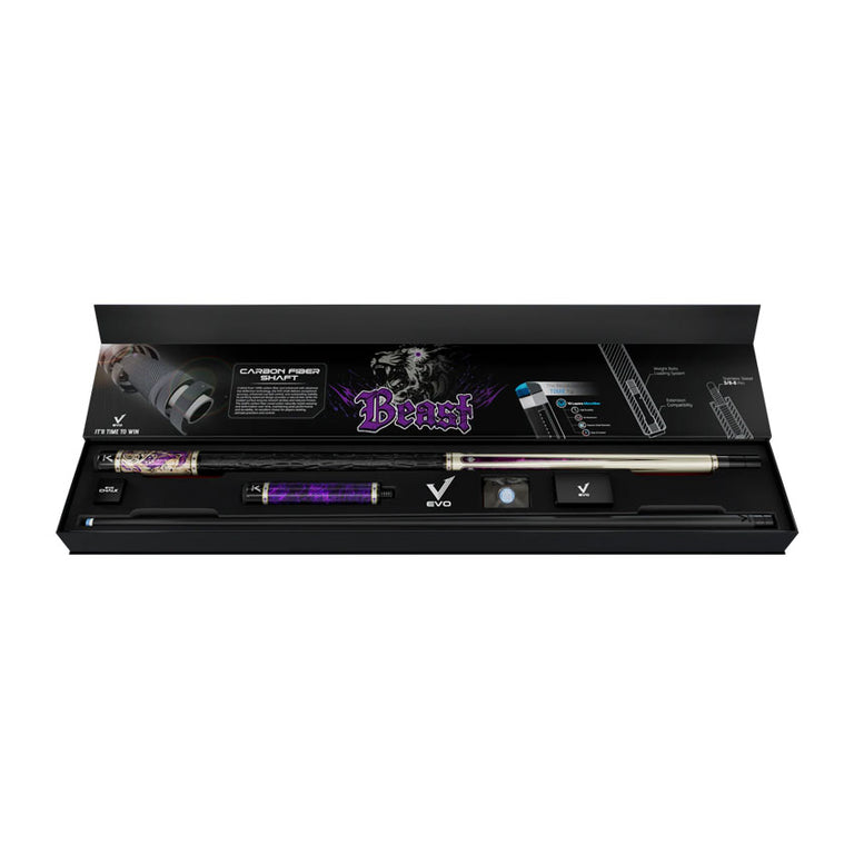 EVO Beast Amethyst Lion Leather Wrap Pool Cue Maxbing Edition