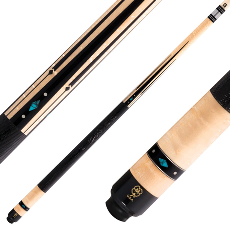 McDermott G433 G Series Pool Cue - Birdseye Maple with Black Urethane Points and Lizard Leather Wrap
