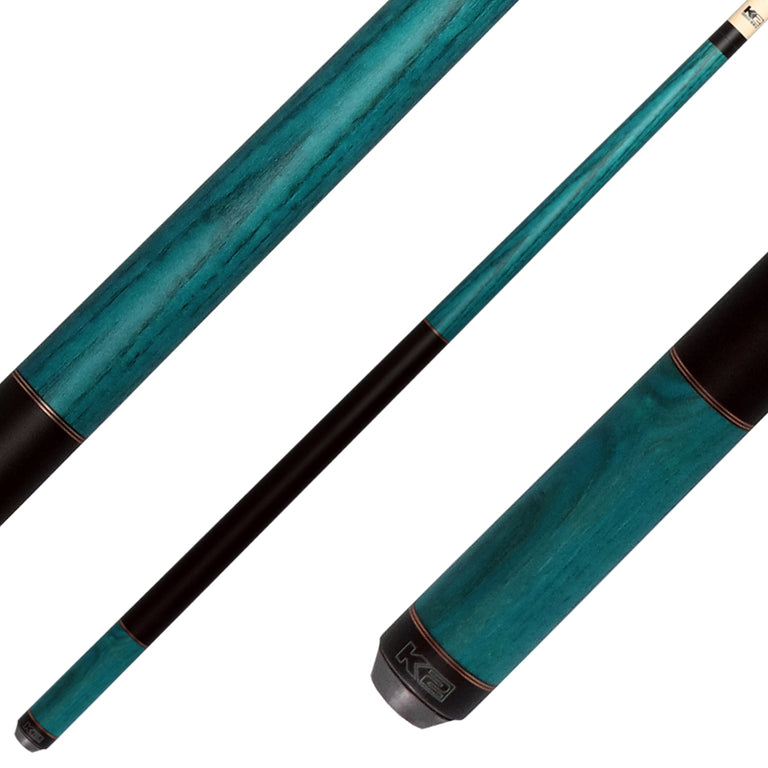 K2 Teal-Stained Ash No Wrap Pool Cue with 12.50mm K2 LD Shaft