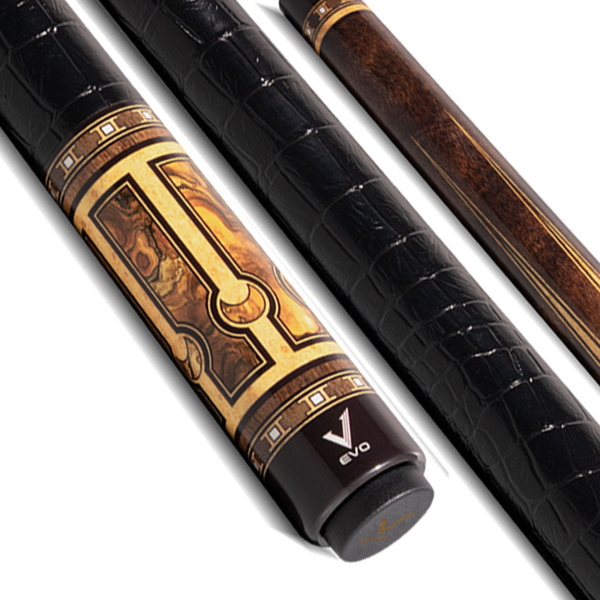 EVO Luna Golden Crest Leather Wrap Pool Cue