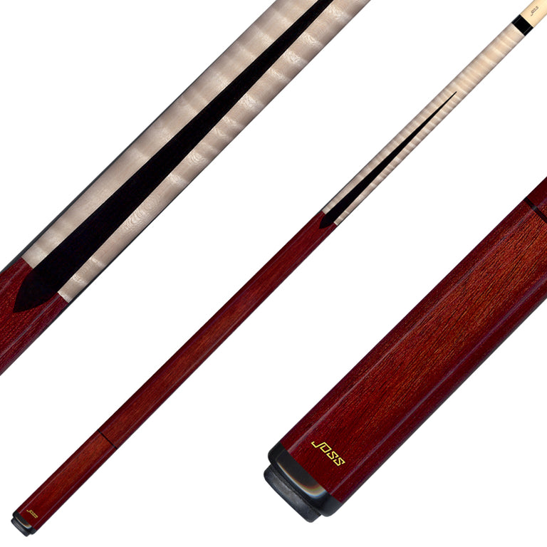Joss Natural Curly Maple and Bloodwood No Wrap Pool Cue - JC10-04B