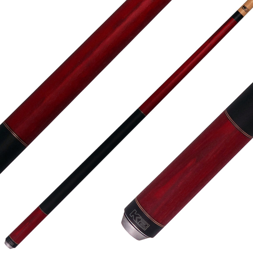K2 KL119 No Wrap Pool Cue - Red Stained Ash with 12.50mm LD Shaft