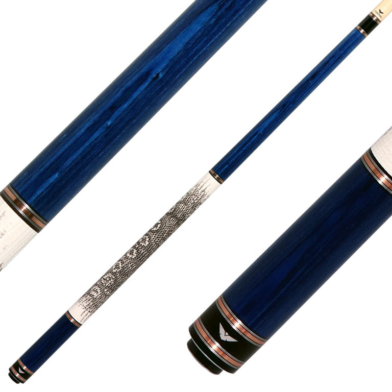 Cueroc CR-N04 Galaxy 4 Pool Cue - Blue Stained Dymond Wood with Ring-tailed Lizard Wrap