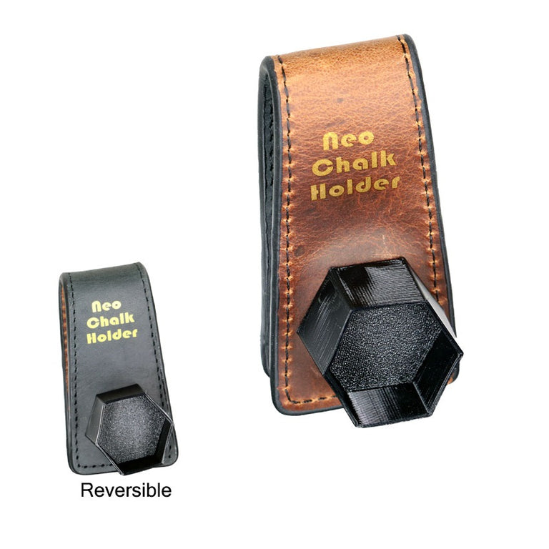 Dr. V's Hexagon(Roku) Leather Chalk Holder - Brown/Black Reversible Leather Base with Black Holder