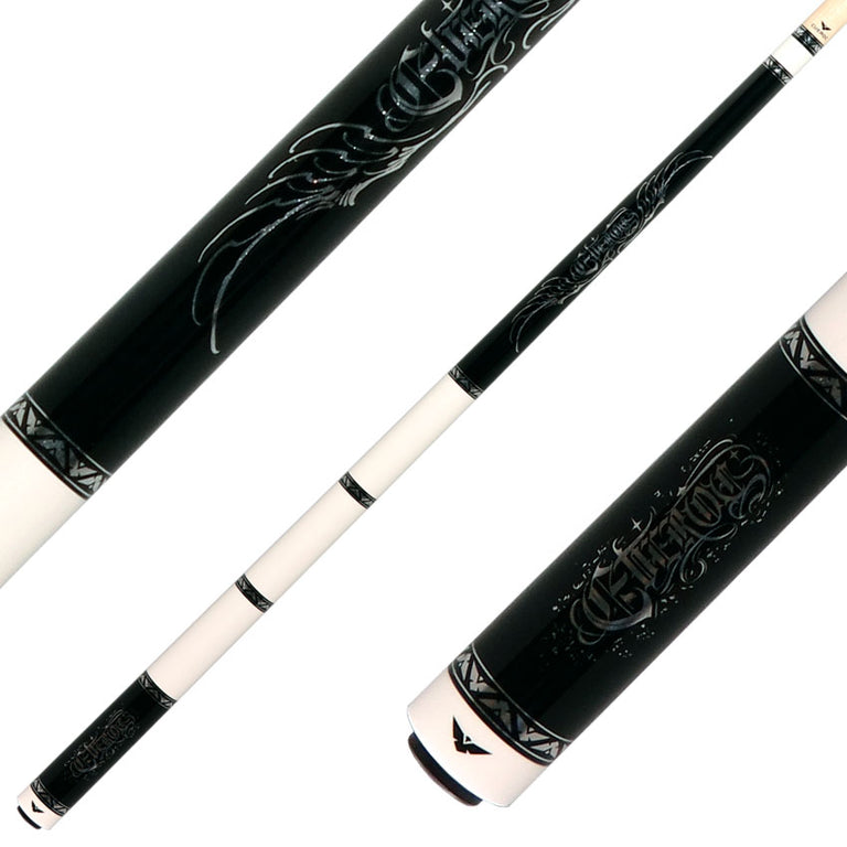 Cueroc CR-D03 Goth 3 No Wrap Pool Cue - Black and Green Graphic