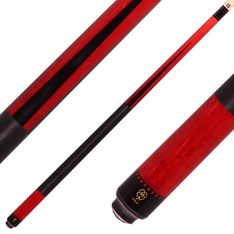 McDermott G343 G Series Pool Cue - Colorado Red Stain with Black Urethane Points and Irish Linen Wrap