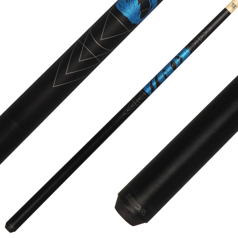 KODA KDV15BL No Wrap Pool Cue - Blue Dragon Graphic