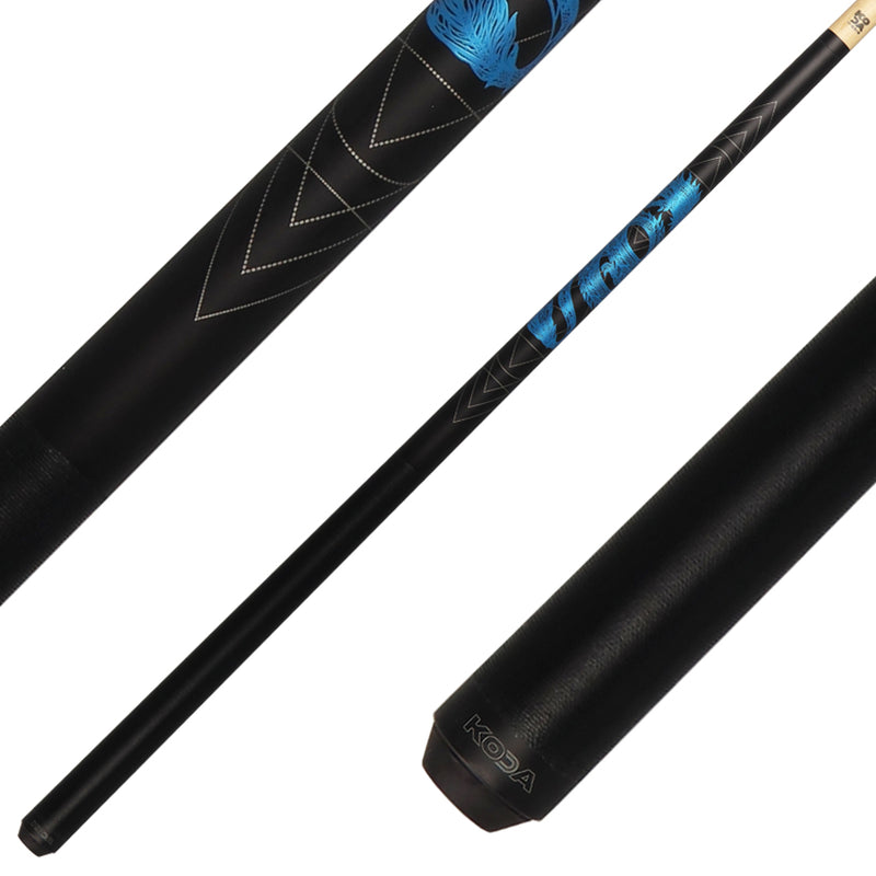 KODA KDV15BL No Wrap Pool Cue - Blue Dragon Graphic