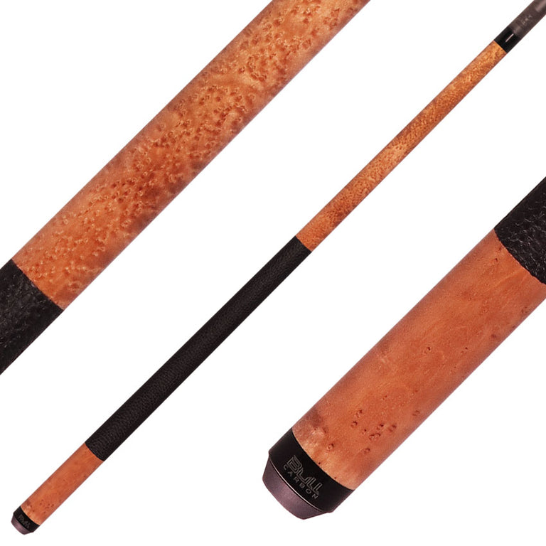 Bull Carbon BCC12C1 Play Cue - Taupe-Stained Birdseye Maple with Textured Leather Wrap