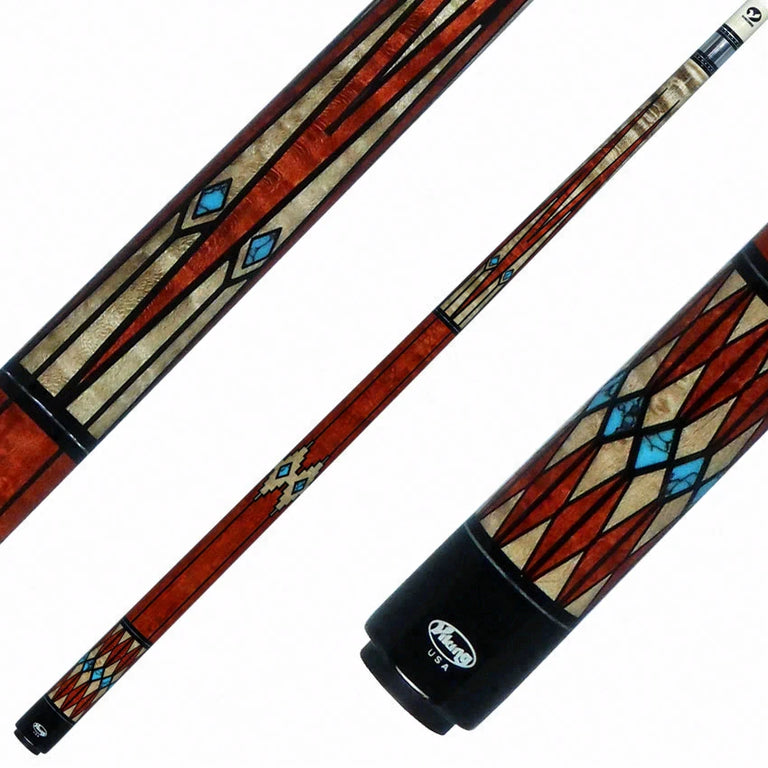 Viking Two-Feather Four Corners Pool Cue with Vikore Shaft - New Design