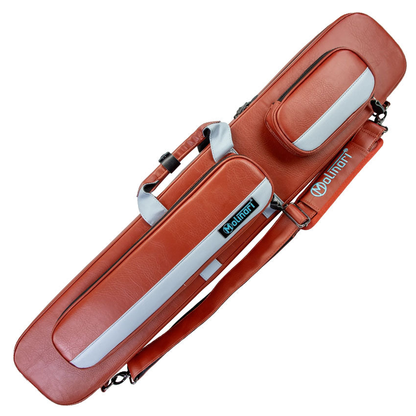 Molinari Flat Butterfly 3x6 Hard Cue Case - Brown / Light Blue