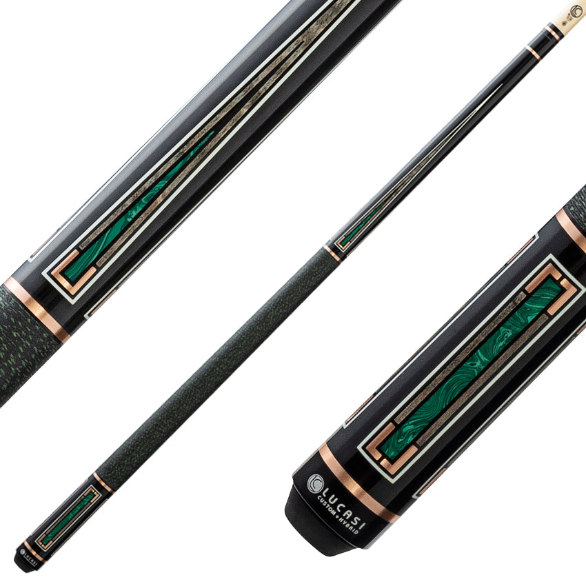 Lucasi Custom LCAD01 Art Deco Series Pool Cue - Rose Gold & Malachite