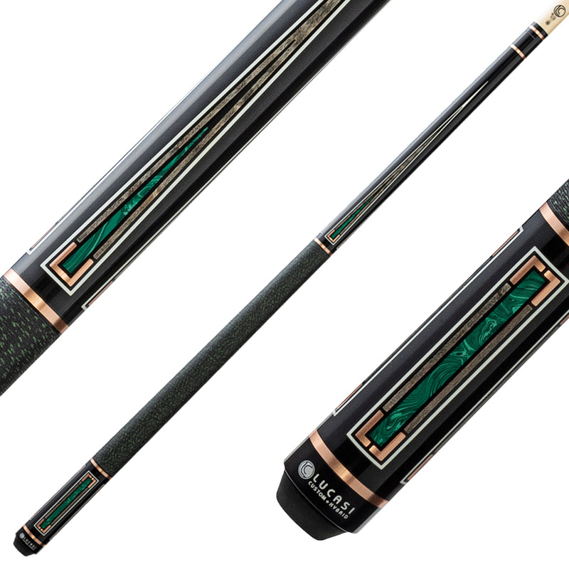 Lucasi Custom LCAD01 Art Deco Series Pool Cue - Rose Gold & Malachite