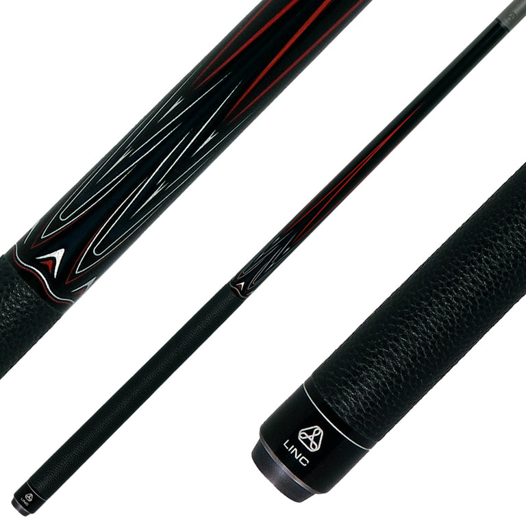 Linc LC103 Black with Red / Gray Graphic Cue & Carbon Fiber Shaft