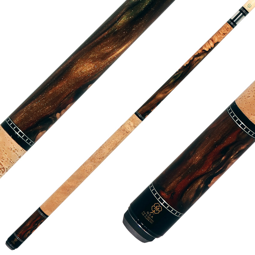 McDermott H1451 H-Series Pool Cue - Metallic Forest ShokWood with Cork Wrap