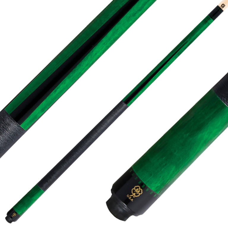 McDermott G342 G Series Pool Cue - Emerald Green Stain with Black Urethane Points and Irish Linen Wrap