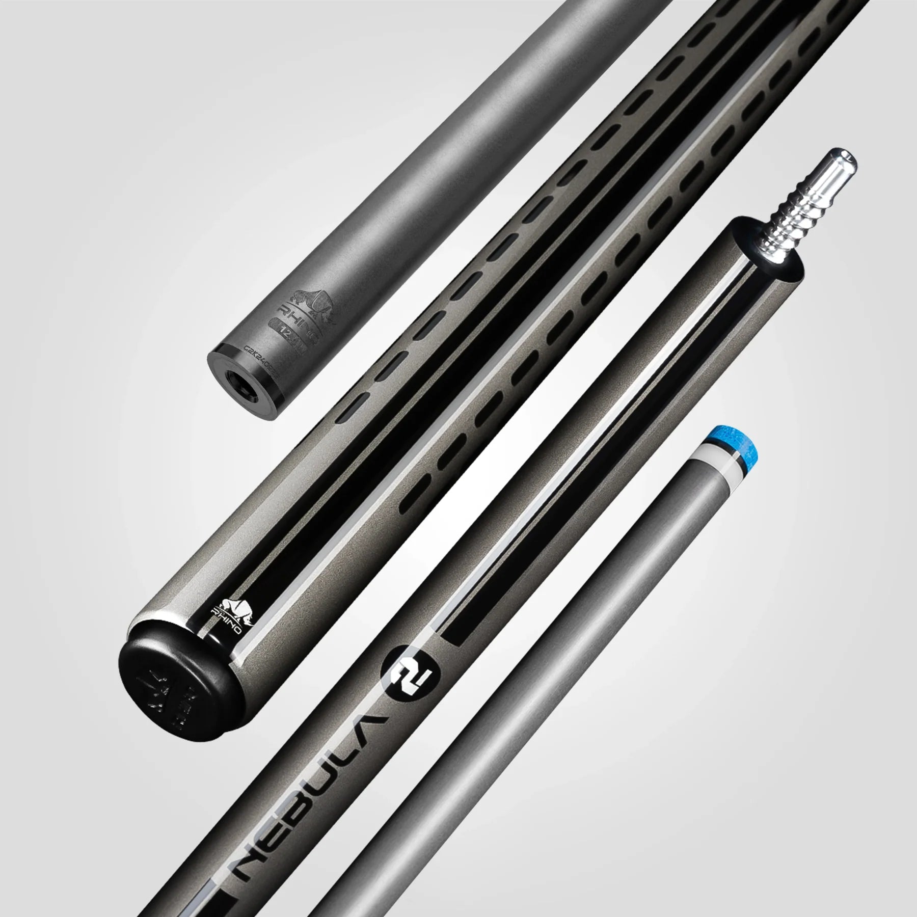 Rhino RCNEB2NWGY Nebula 2 No Wrap Pool Cue - Charcoal Gray