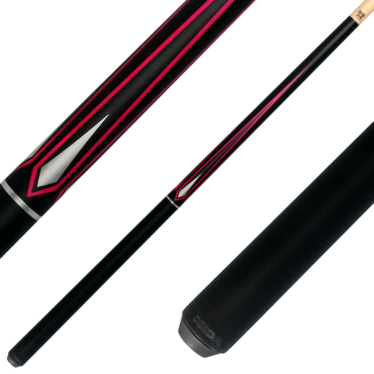 KODA Matte Black with Pink and Silver Graphic Pool Cue - KD47PK