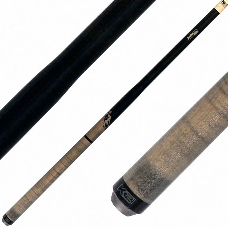 K2 Black and Gray Curly Maple 6 in 1 No Wrap Break/Jump Pool Cue
