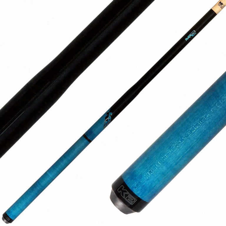 K2 Black and Blue Curly Maple 6 in 1 No Wrap Break/Jump Pool Cue