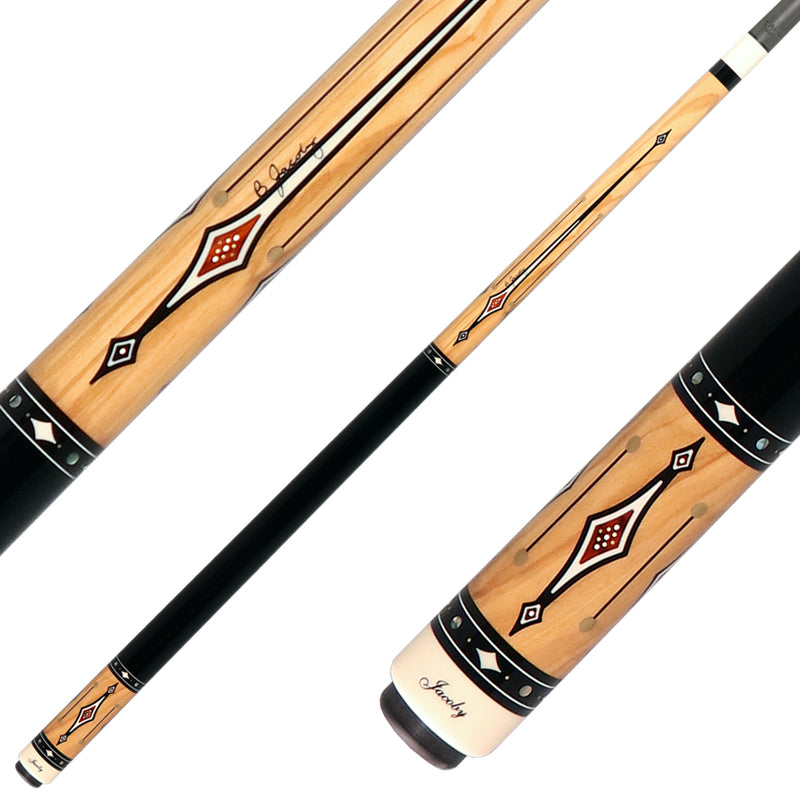 Jacoby Heritage Collection Olivewood with Cocobolo Inlays and Ebonized Maple No Wrap Pool Cue