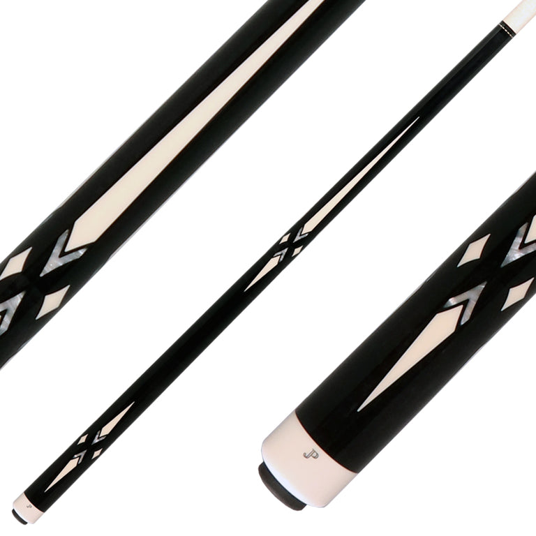 J Pechauer JP19T JP T Series No Wrap Pool Cue -  Ebony-Stained Maple with Sim Ebony Framed Pearl and Sim. Ivory Points