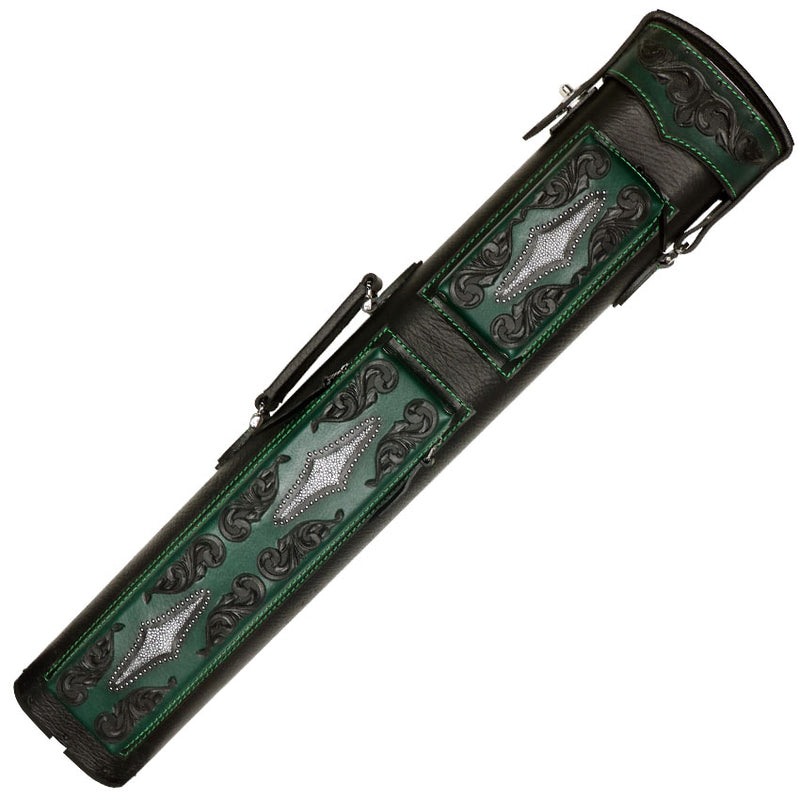 Volturi Custom Venice Style Black/Green 4X8 Hard Pool Cue Case