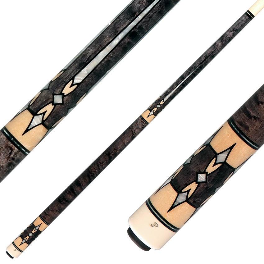 J Pechauer JP24T JP T Series No Wrap Pool Cue - Smoke-Stained Maple with Pearl Point Inlays