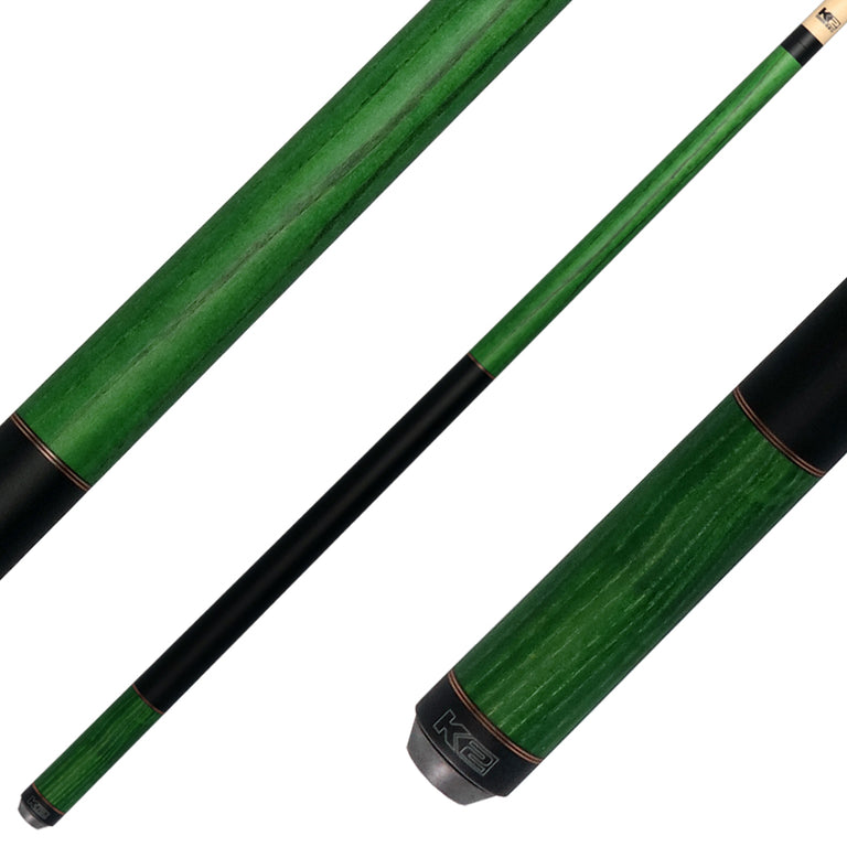 K2 Green-Stained Ash No Wrap Pool Cue with 12.50mm K2 LD Shaft