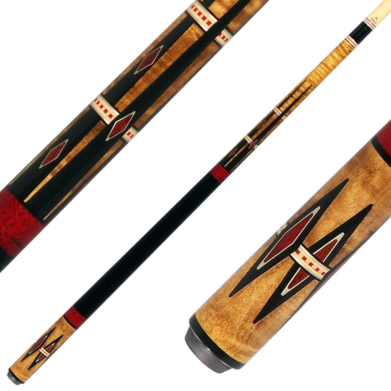 Meucci Century Series 2105NATRBBKP Pool Cue - 21st Century 5 Natural - Red Bands - Black Wrap with Pro Shaft
