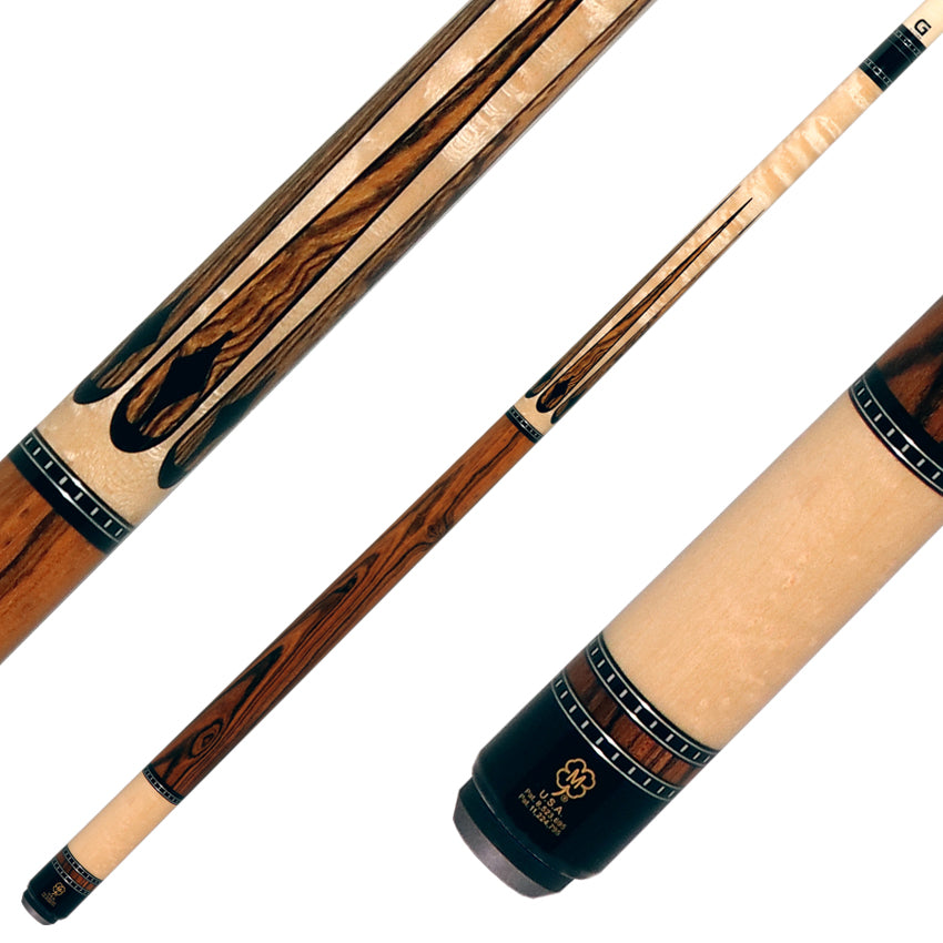 McDermott H653 H-Series No Wrap Pool Cue - Maple Forearm with Bocote Points