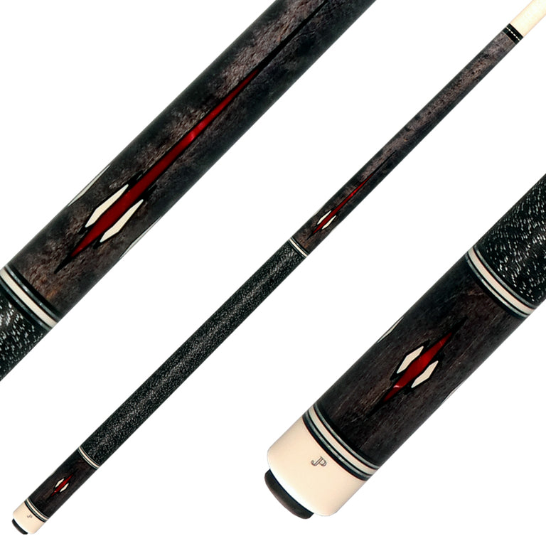 J Pechauer JP12T JP T Series Pool Cue - Smoke-Stained Maple with Red and Sim. Ivory Inlays with Irish Linen Wrap