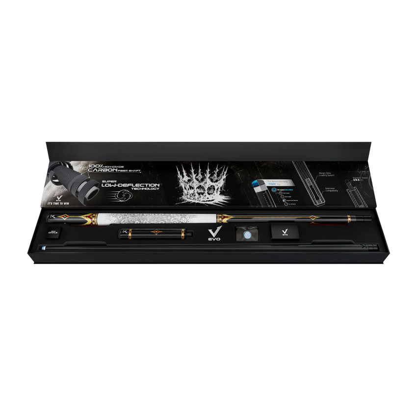EVO Crown Royal Black Pool Cue with White Lizard Wrap Maxbing Edition