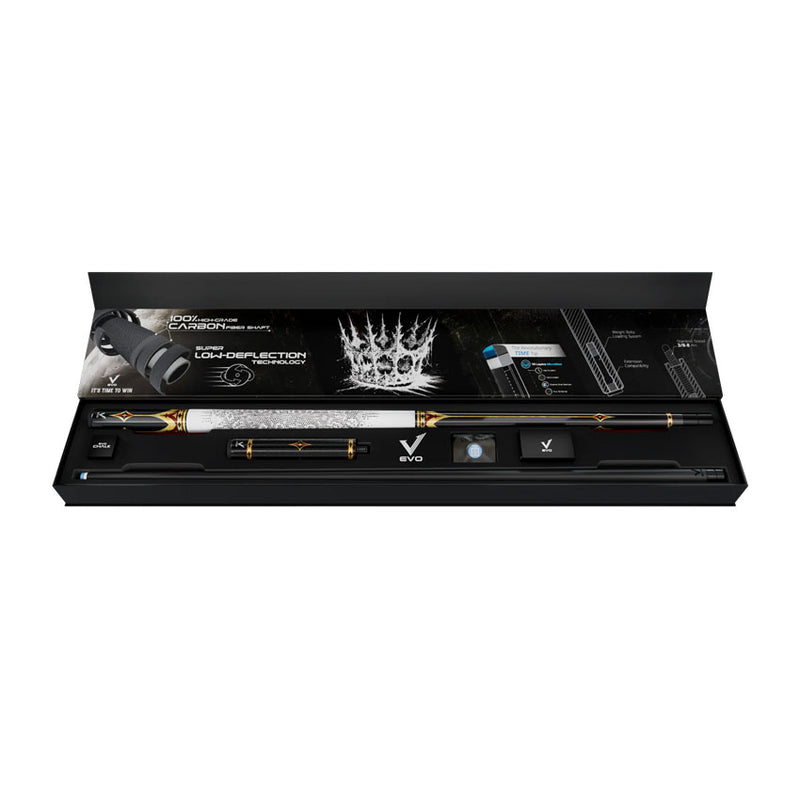 EVO Crown Royal Black Pool Cue with White Lizard Wrap Maxbing Edition