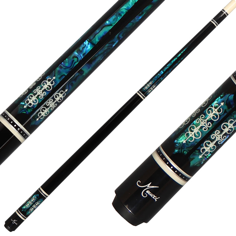 Meucci Century Series 2103BKTURBKP Pool Cue - Black - Turq Pearl - Black Wrap Pool Cue with Pro Shaft