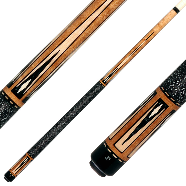 J Pechauer JP17T JP T Series Pool Cue - Natural-Stained Maple with Black Pearl and Maple Points with Irish Linen Wrap