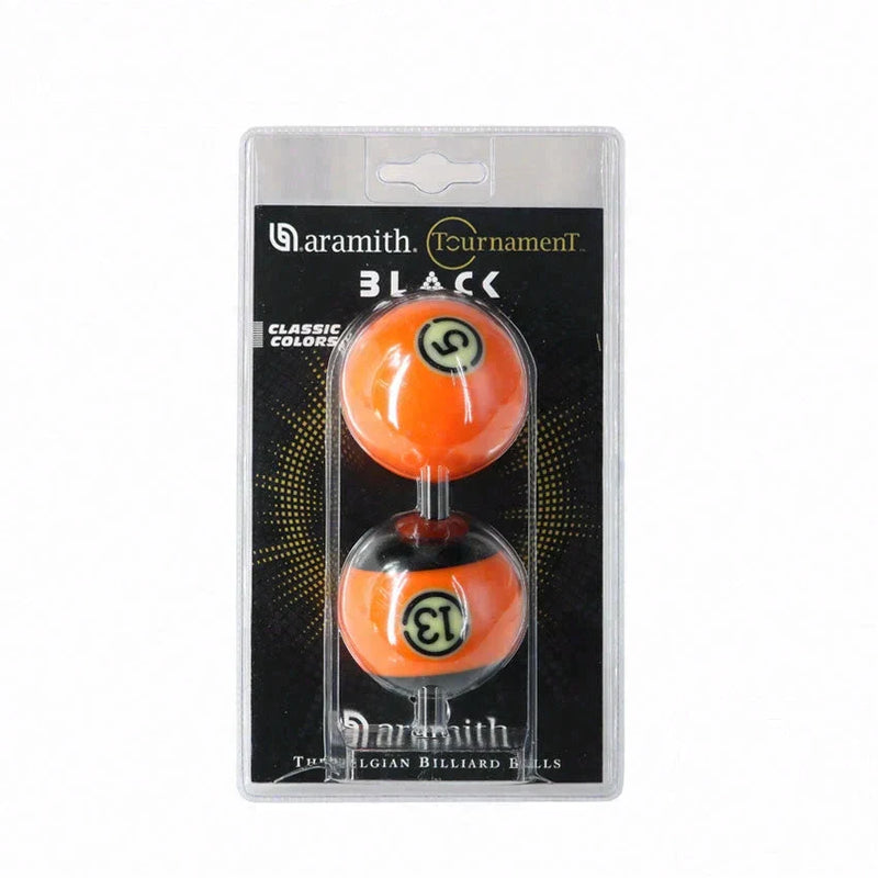 Aramith Tournament TV (BLACK) #5 & #13 Classic Color Orange Balls