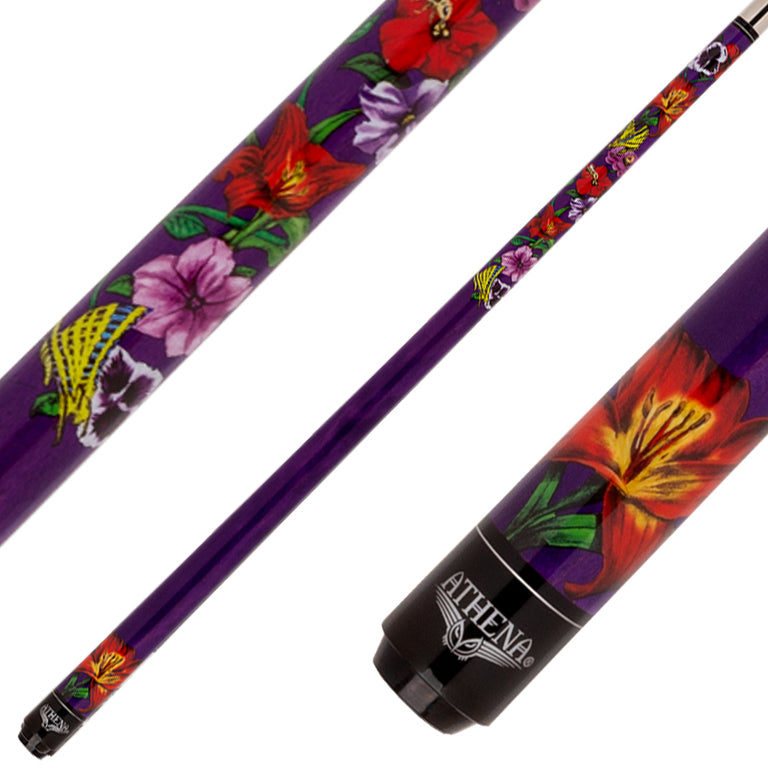 Athena ATH65 Cue - Dark Purple with Lilly Flower Print