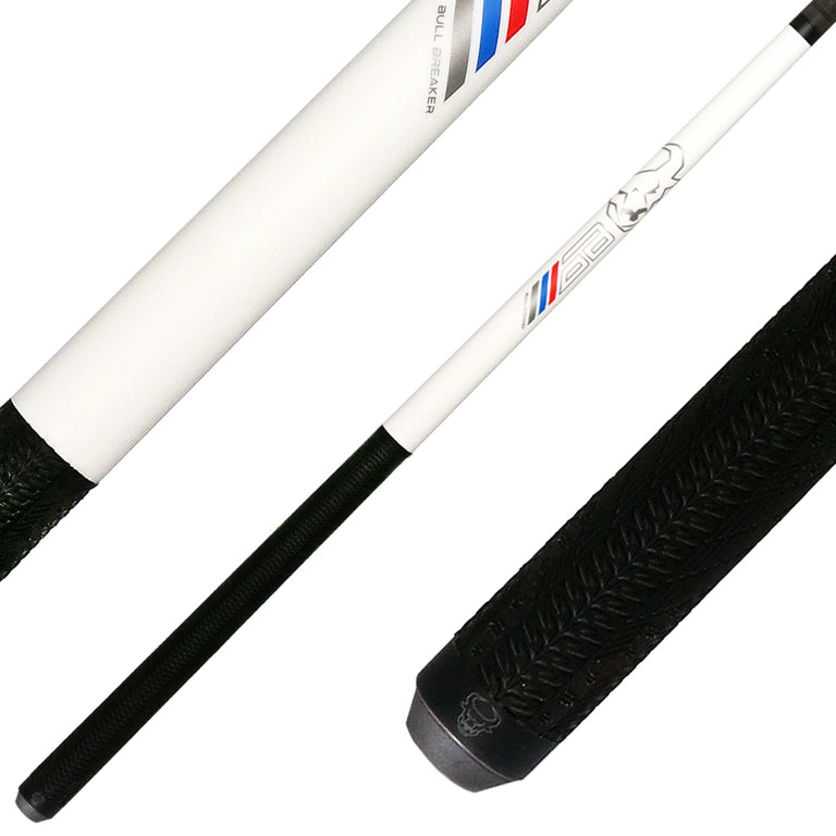 Bull Carbon Bull Breaker Pearl White Break Cue with Multi-Zone Sport Grip Wrap