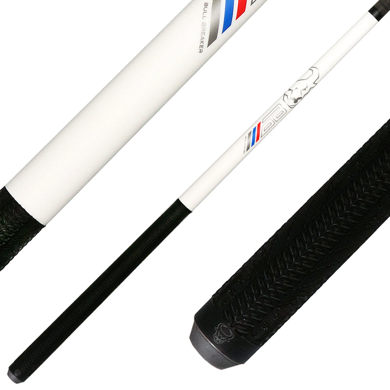 Bull Carbon Bull Breaker Pearl White Break Cue with Multi-Zone Sport Grip Wrap