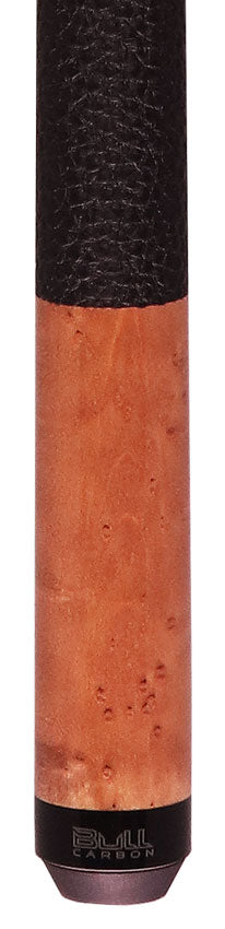 Bull Carbon BCC12C1 Play Cue - Taupe-Stained Birdseye Maple with Textured Leather Wrap